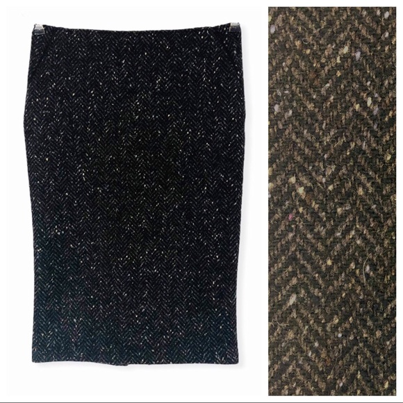 Sisley Dresses & Skirts - 🌈SISLEY Black Wool Chevron Wiggle Pencil Skirt